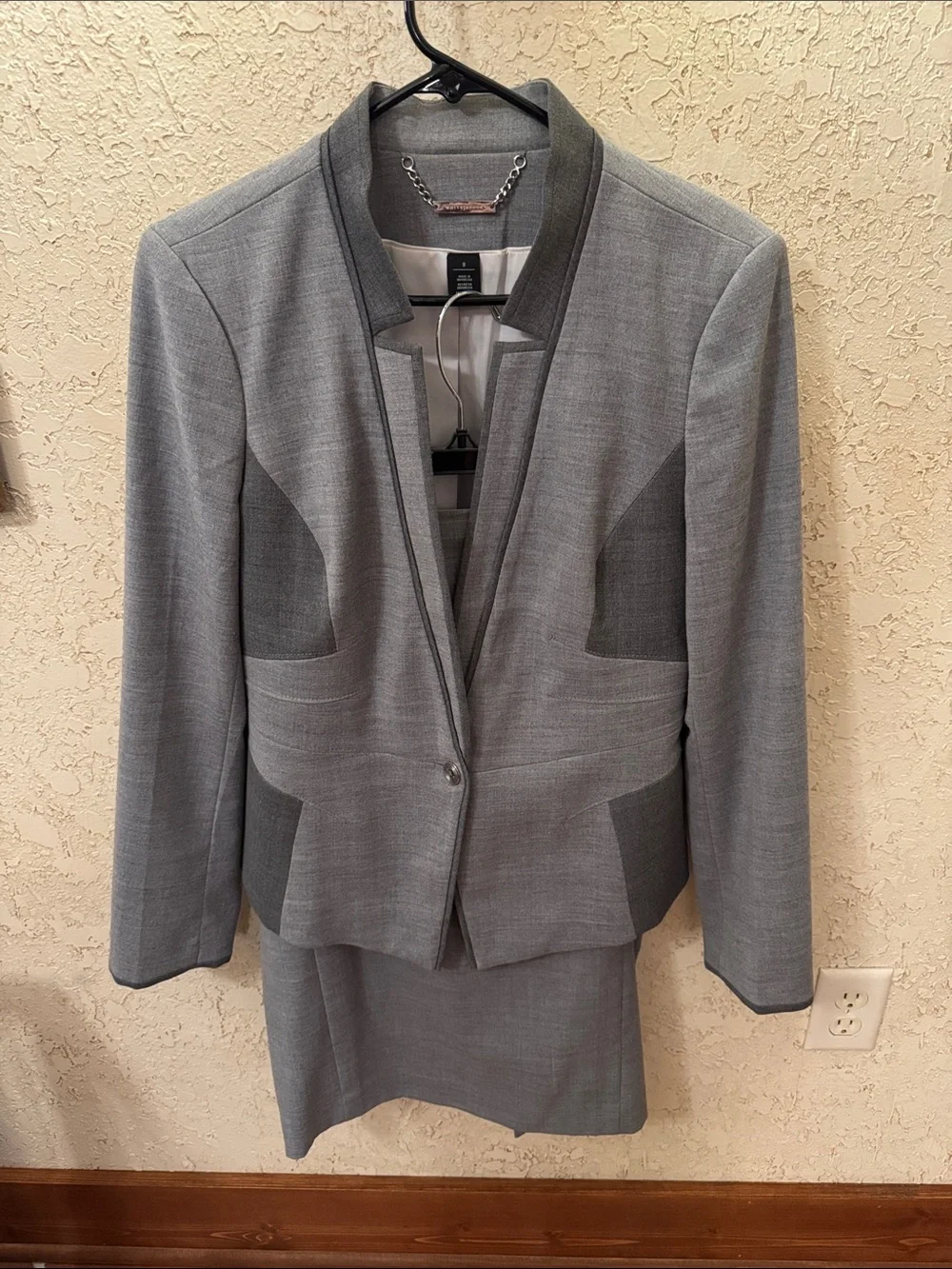 White House Black Market Grey Suit Jacket and Skirt